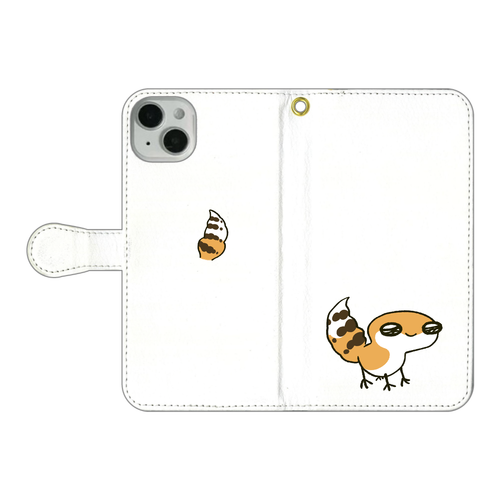 レオパ（タンジェリン）×ホワイト｜手帳型スマホケース iPhone14 Plus 手帳型スマホケース