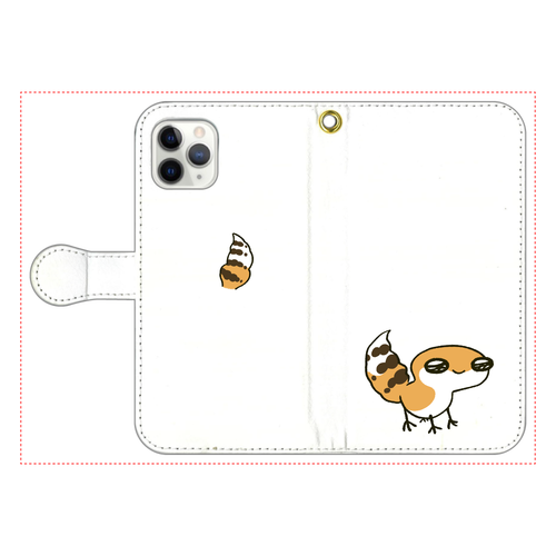 レオパ（タンジェリン）×ホワイト｜手帳型スマホケース iPhone11 Pro 手帳型スマホケース