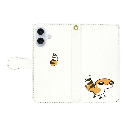 レオパ（タンジェリン）×ホワイト｜手帳型スマホケース iPhone16 手帳型スマホケース