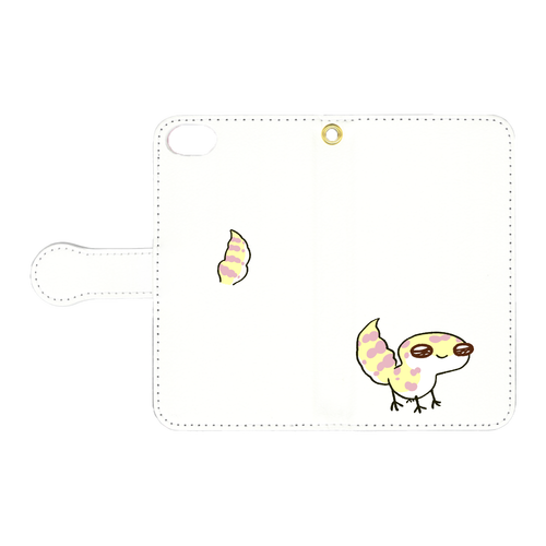 レオパ（アルビノ）×ホワイト｜手帳型スマホケース iPhoneSE2/SE3 手帳型スマホケース　