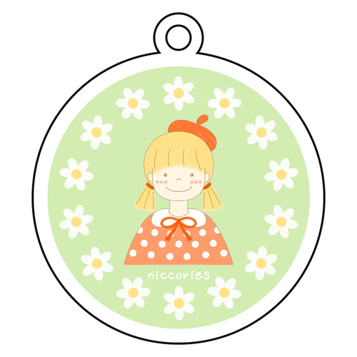 笑顔の女の子のキーホルダー アクリルキーホルダー(両面印刷)　丸型 (6cm)