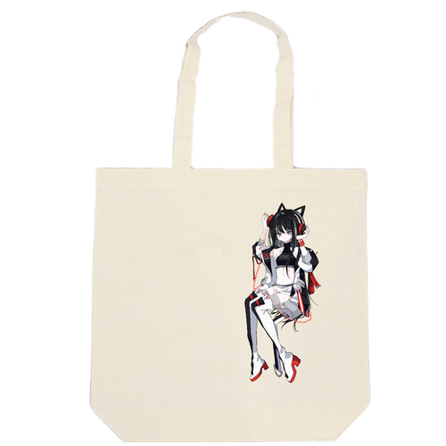 積戯トートビジュ2 厚手コットンマチ付トート(L)