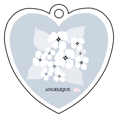 白い紫陽花！ アクリルキーホルダー　ハート形 (6cm)