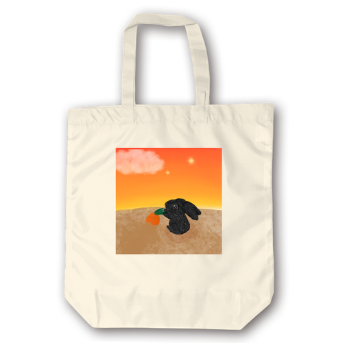 にんじんの収穫/夕方・うさぎ コンパクトバッグ（L）ポーチ付