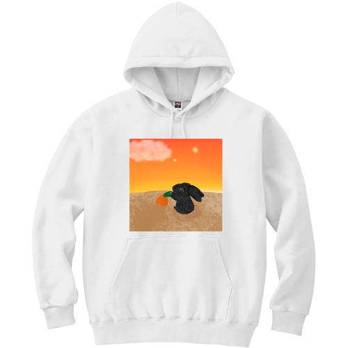 にんじんの収穫/夕方・うさぎ 軽量プルパーカー (長袖プリント)