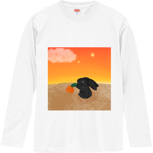 にんじんの収穫/夕方・うさぎ ロングスリーブTシャツ