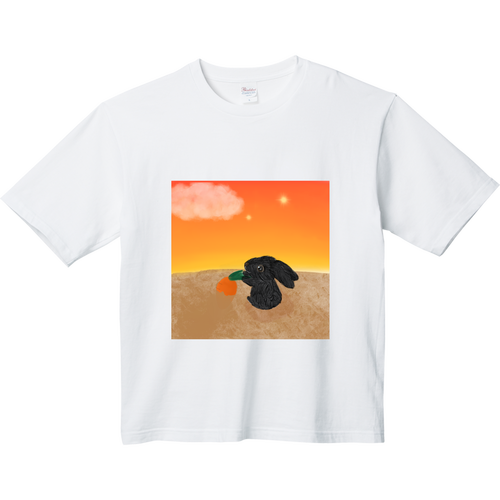 にんじんの収穫/夕方・うさぎ ヘビーウェイト ビッグシルエットTシャツ