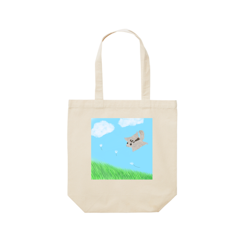 風に乗って/モモンガ・春モチーフ レギュラーキャンバストートバッグ(M) (フルカラー転写プリント)