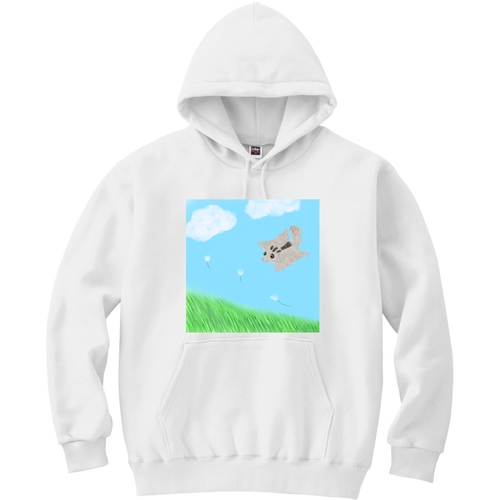 風に乗って/モモンガ・春モチーフ 軽量プルパーカー (長袖プリント)