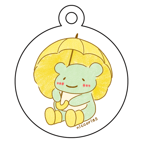 かえるさんの梅雨支度（アクリルキーホルダー） アクリルキーホルダー　丸型 (4cm)
