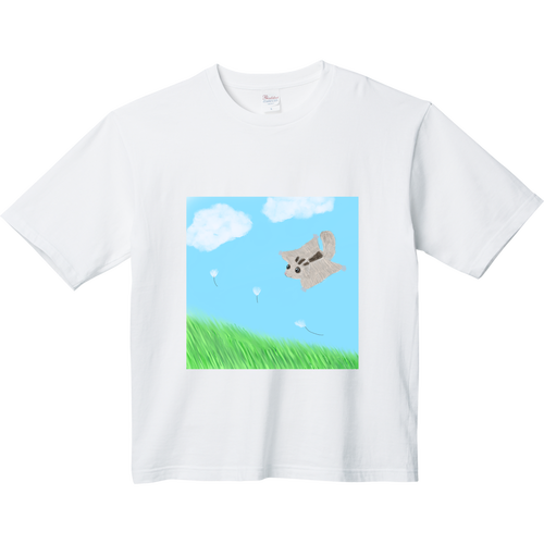 風に乗って/モモンガ・春モチーフ ヘビーウェイト ビッグシルエットTシャツ