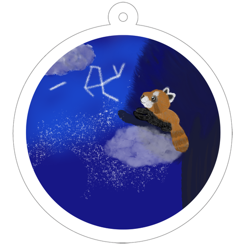 レッサーパンダと星座 50×50mm アクリルキーホルダー(丸型)