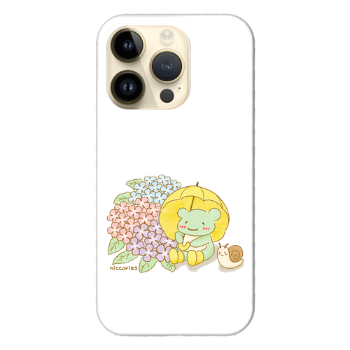 かえるさんの梅雨の楽しみ(iPhone12~16e) iPhone14 Pro (白)