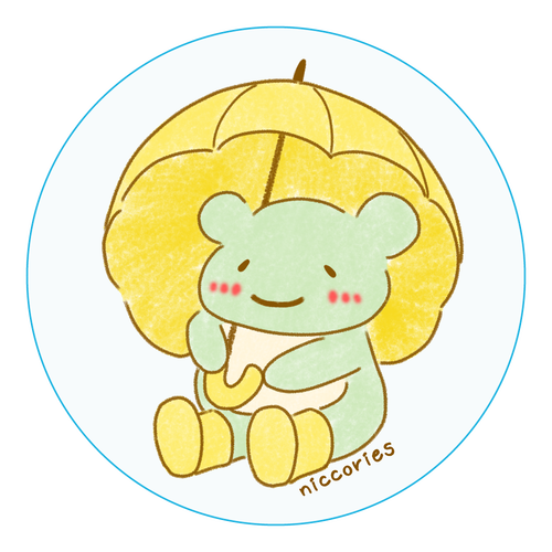 かえるさんの梅雨支度（アクリルコースター） アクリルコースター（丸）