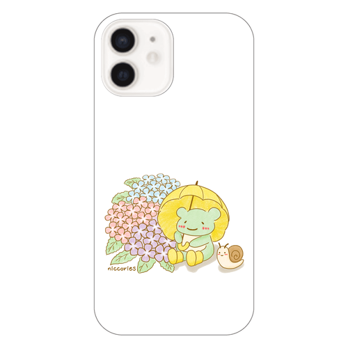 かえるさんの梅雨の楽しみ(iPhone12~16e) iPhone12 (白/黒)