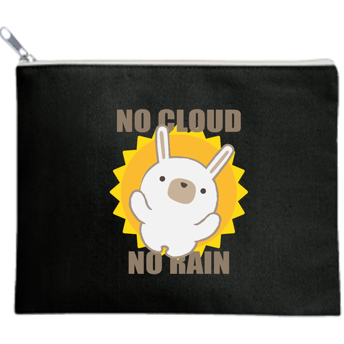 NO CLOUD NO RAIN キャンバスポーチ（M）【白プリント有】