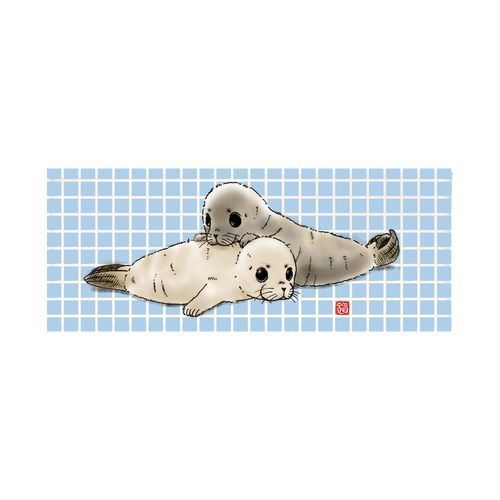 TWO PUPS ピクチャースタイル ハンドタオル（ロング）