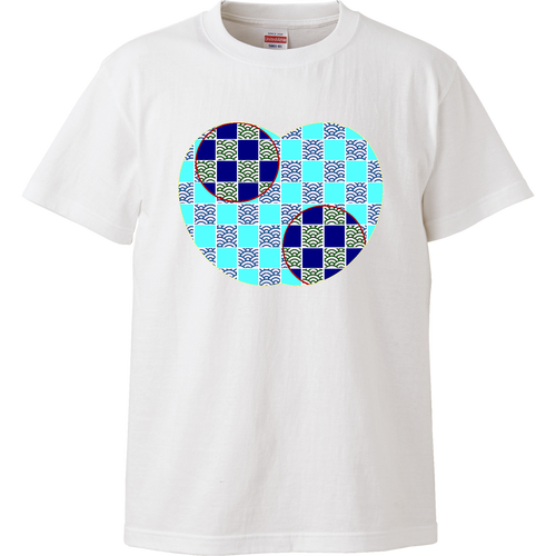 和柄デザイン青海波＆市松 ハイクオリティーTシャツ