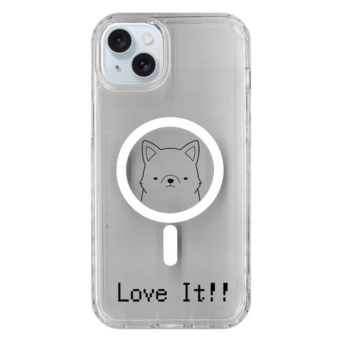 Love It!!つぶらなしばちゃんiphoneケース iPhone15Plus MagSafe対応 耐衝撃クリアケース