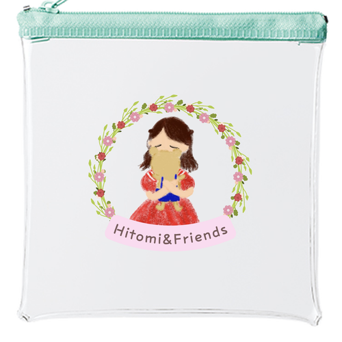 ひとみ&Friends オリジナルイラストポーチ カラーファスナークリアポーチ（S）