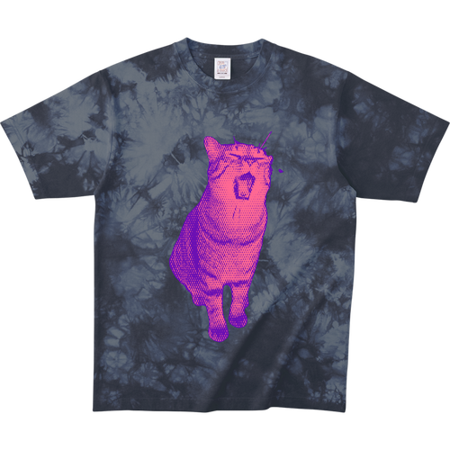 あくびねこピンク タイダイＴシャツ