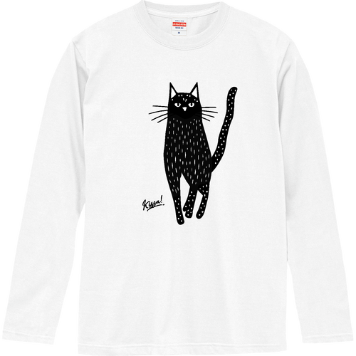 黒猫 イケメンモノトーンロングスリーブTシャツの商品購入ページ
