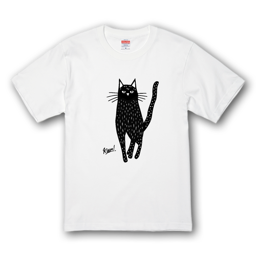 黒猫 イケメンモノトーン Tシャツ｜qroovy - オリラボマーケット