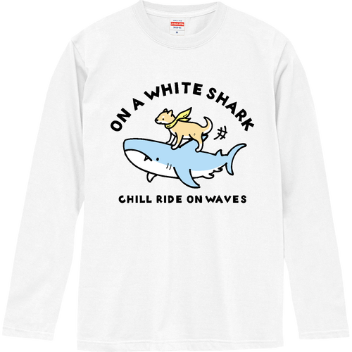 ホホジロザメさんと柴犬君 ロングスリーブTシャツ