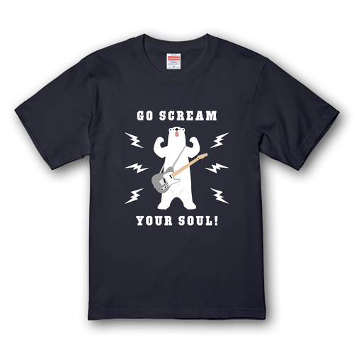 エレキギターとシロクマ君 typeA グレイ プレミアムTシャツ