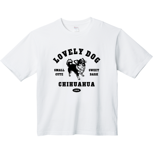 チワワ ブラックタンホワイト pat01 ヘビーウェイト ビッグシルエットTシャツ