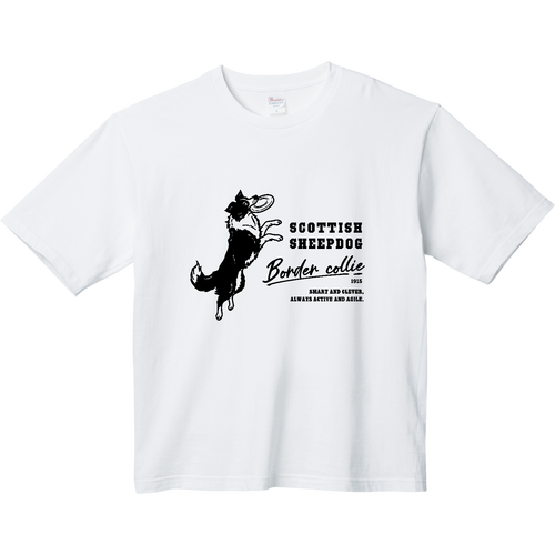 ボーダーコリー フリスビー pat02 ヘビーウェイト ビッグシルエットTシャツ