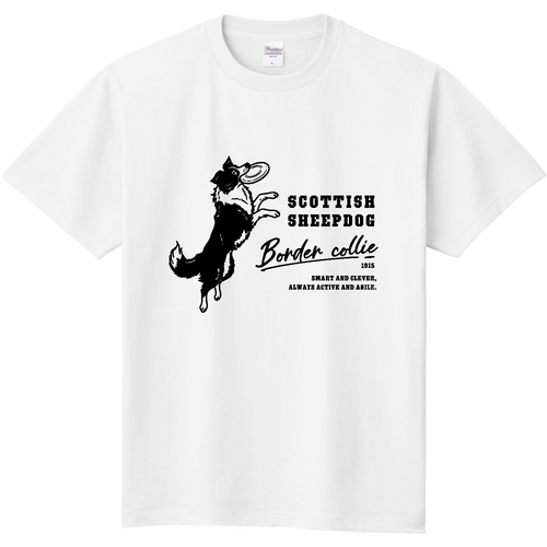ボーダーコリー フリスビー pat02 定番Ｔシャツ