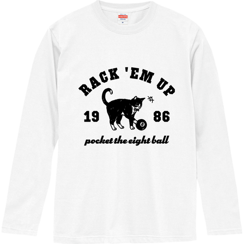ビリヤード エイトボール タキシード猫 ロングスリーブTシャツ