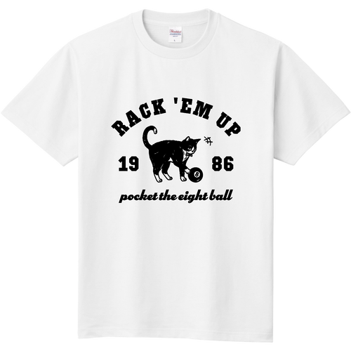 ビリヤード エイトボール タキシード猫 定番Ｔシャツ
