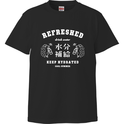 水分補給 ハリネズミ君 WH ハイクオリティーTシャツ