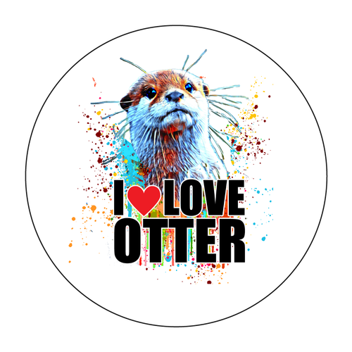 I♥LOVE OTTER 珪藻土コースター 珪藻土コースター (丸)