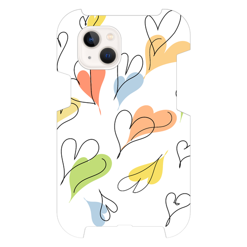 ハートがいっぱいのスマホケース！ホワイト iPhone14