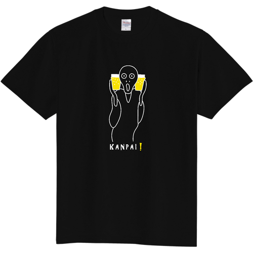 名画 × BEER（ムンクの叫び）白線画 | 定番Ｔシャツ 定番Ｔシャツ