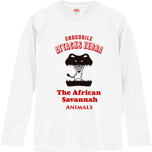 The African Savannah Animals(レッド＆ブラック) ロングスリーブTシャツ