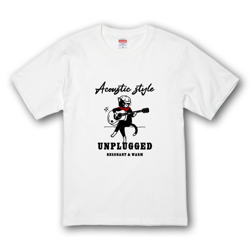 アコースティックギター ハチワレ猫 プレミアムTシャツ