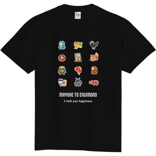 魔除けと縁起物ピクセルアート (濃色シャツ専用) 定番Ｔシャツ
