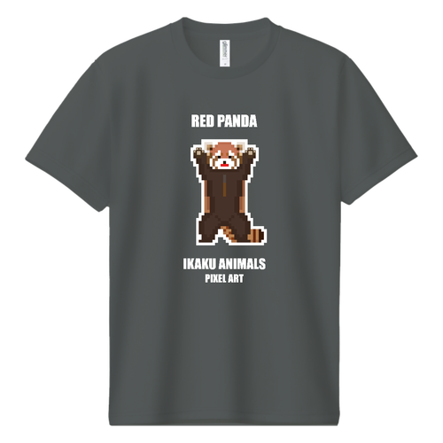 威嚇アニマルズ 単体レッサーパンダ [ピクセルアート] 文字ホワイト ドライＴシャツ