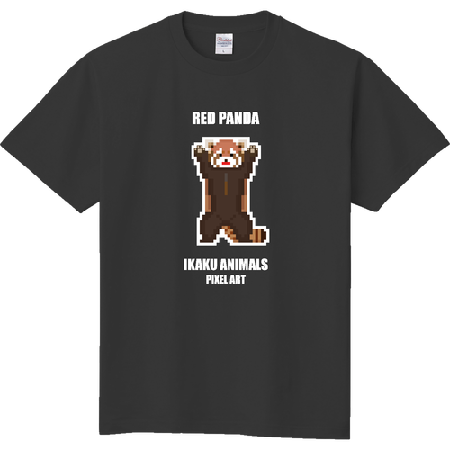 威嚇アニマルズ 単体レッサーパンダ [ピクセルアート] 文字ホワイト 定番Ｔシャツ