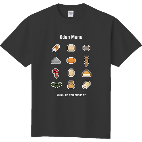 おでんのメニュー (ピクセルアート)【文字ホワイト】 定番Ｔシャツ