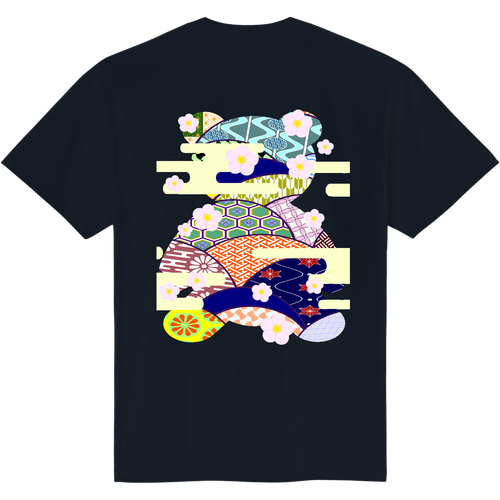 和柄アレンジ  パッチワーク風くま 定番Ｔシャツ