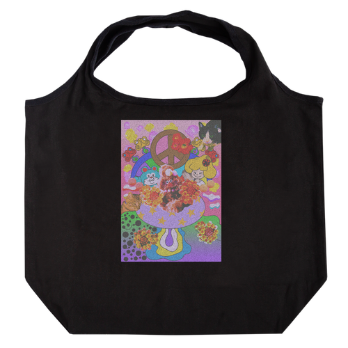 オリジナルイラストプリントグッズ たためるマルシェ【白プリントあり】