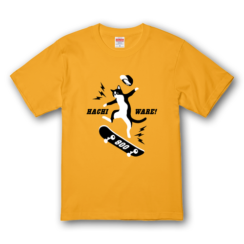 スケボーするハチワレ猫 プレミアムTシャツ