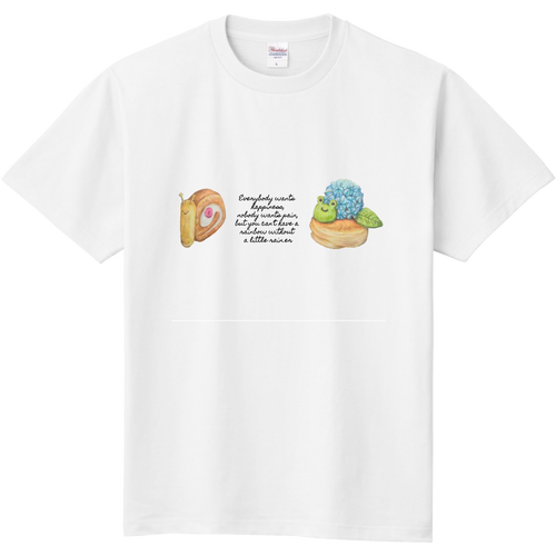 カタツムリ ロールケーキと紫陽花パンケーキ･Tシャツ 定番Ｔシャツ