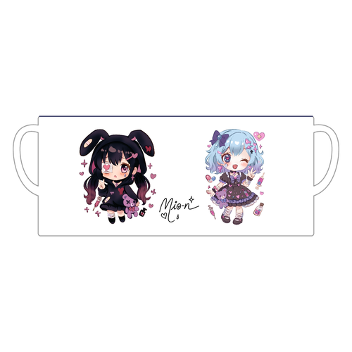 みるるちゃんとくろねちゃんのマグカップ 陶器マグストレート バイカラー