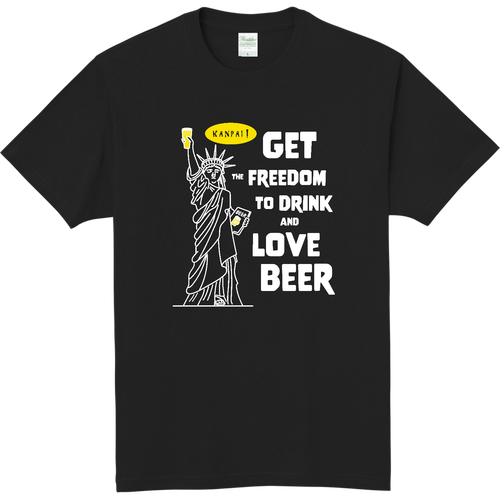 名画 × BEER(自由の女神)白メッセージ バックプリント | 軽量Ｔシャツ 軽量Ｔシャツ